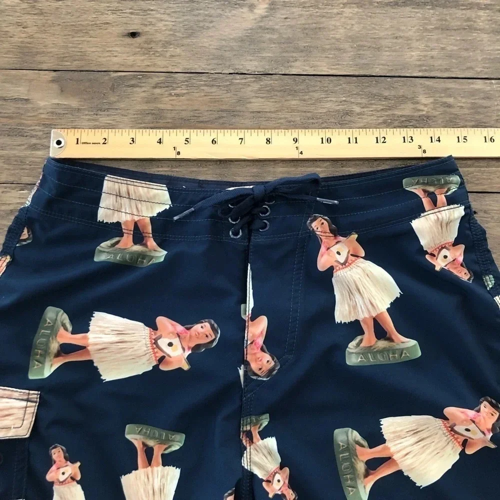Vans Mens 30 Waist The‎ Era Stretch Swim Cargo Boardshorts Hawaiian Aloha Navy